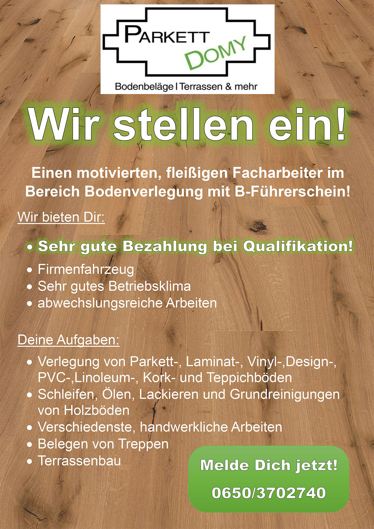 Stellenanzeige Bodenleger